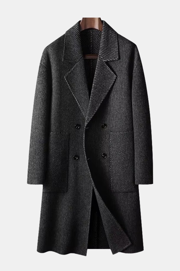 더블 버튼 울 코트